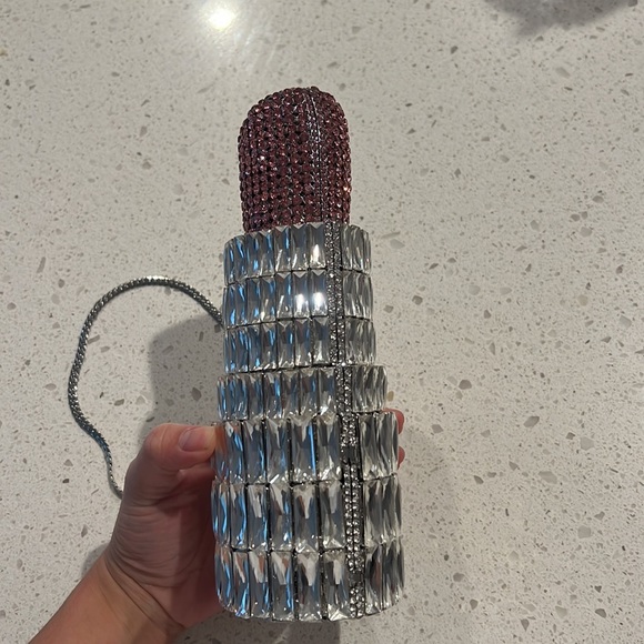 LIPSTICK CRYSTAL RHINESTONE CLUTCH - Picture 4 of 6